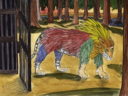 Feathered Tiger, 2010; Watercolor and colored pencil on paper