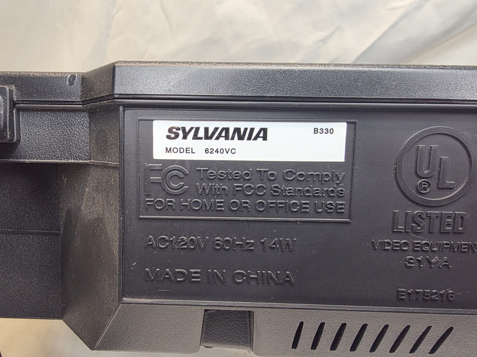 Sylvania VCR 6240VC DA-4Head 19 Micron VHS Video Cassette Player Tested No Remot