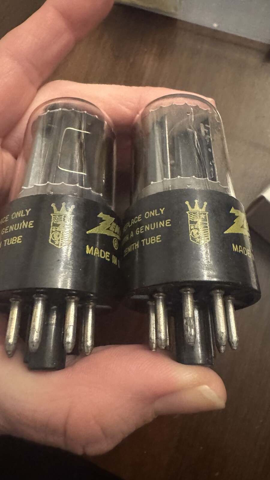 PAIR NOS GE For Zenith 6EA7 BLACk Plates Side Getter Audio TUBES