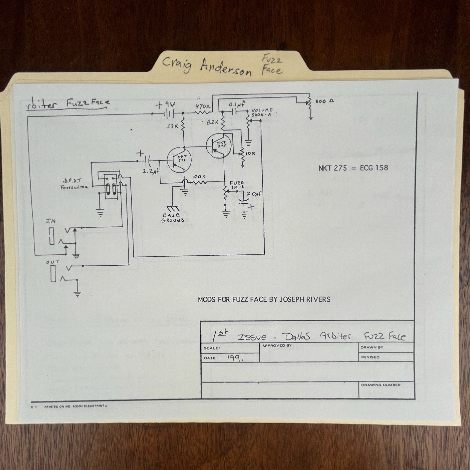 VINTAGE FUZZ FACE SCHEMATICS, WIRING, INFO AND CRAIG ANDERTON ARTICLE COPIES