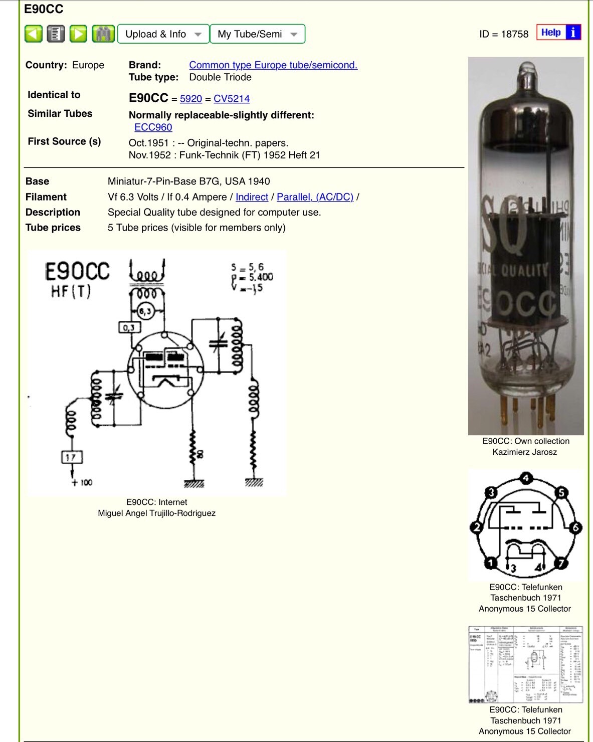 (2) E90CC PHILIPS MINIWATT SQ Akin to E80CC and 6211 Duo Triode Long Box Plate
