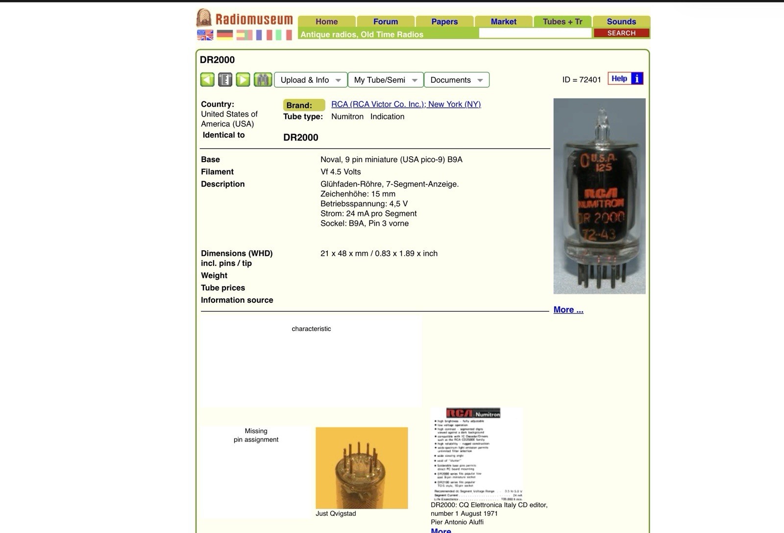 RCA NUMITRON DR2000 Indication NIXIE TUBE NEW IN BOX NOS VINTAGE RARE