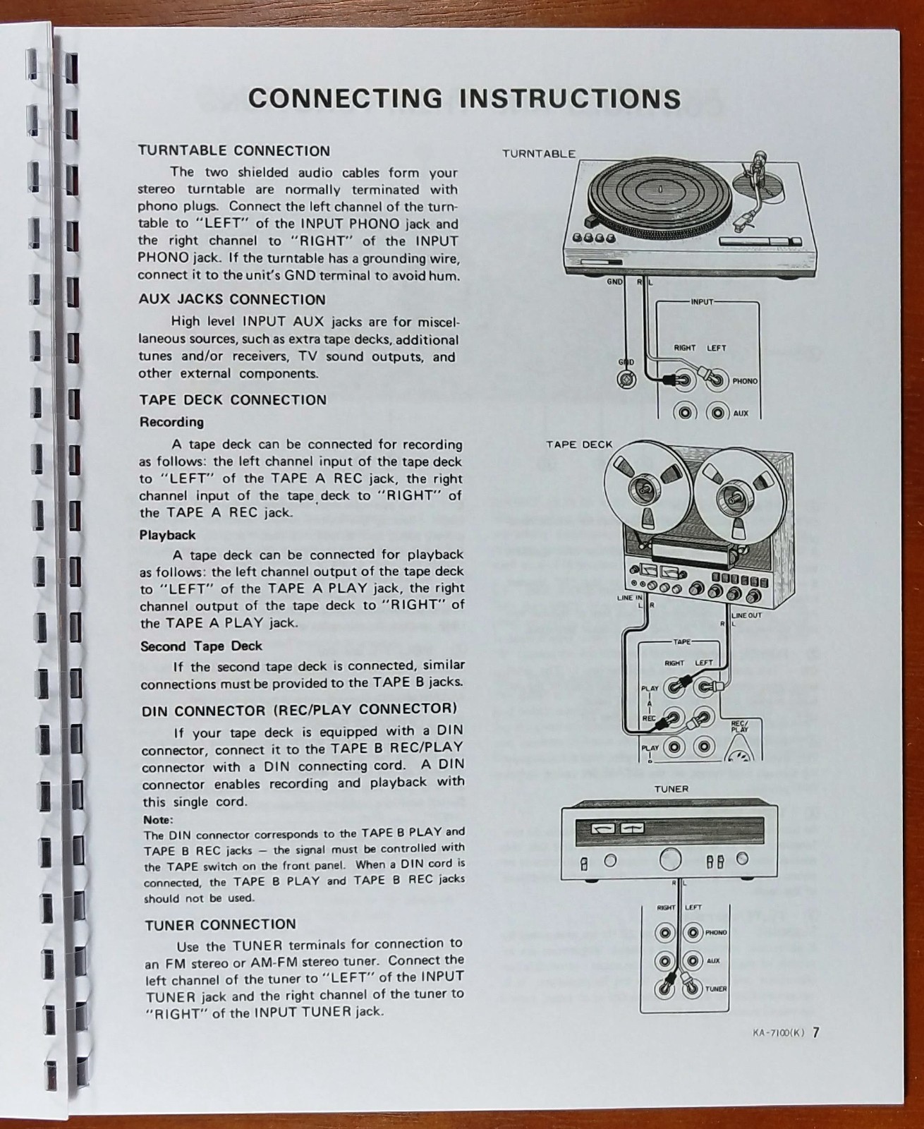 Kenwood KA-7100 Integrated Amplifier Owners Manual