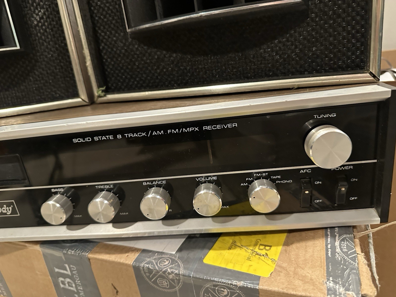 Vintage Rhapsody Solid State 8 Track Stereo Tape Player Model RY-350 W/ Speakers