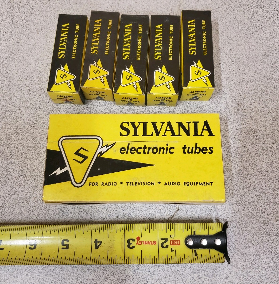Vintage lot of 5 SYLVANIA Electronic Tubes,6S4A,6CN7,12AD6,6BK7B,6BH8, UNTESTED