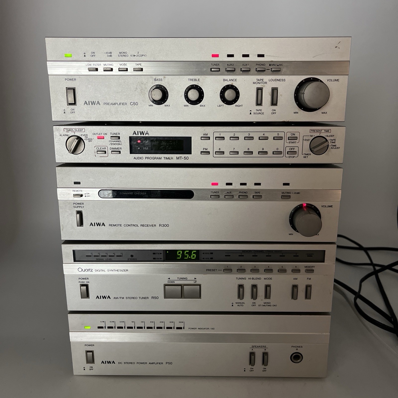 Vintage AIWA C50 MT-50 R300 R50 P50 Stereo Component System Amplifier Tuner