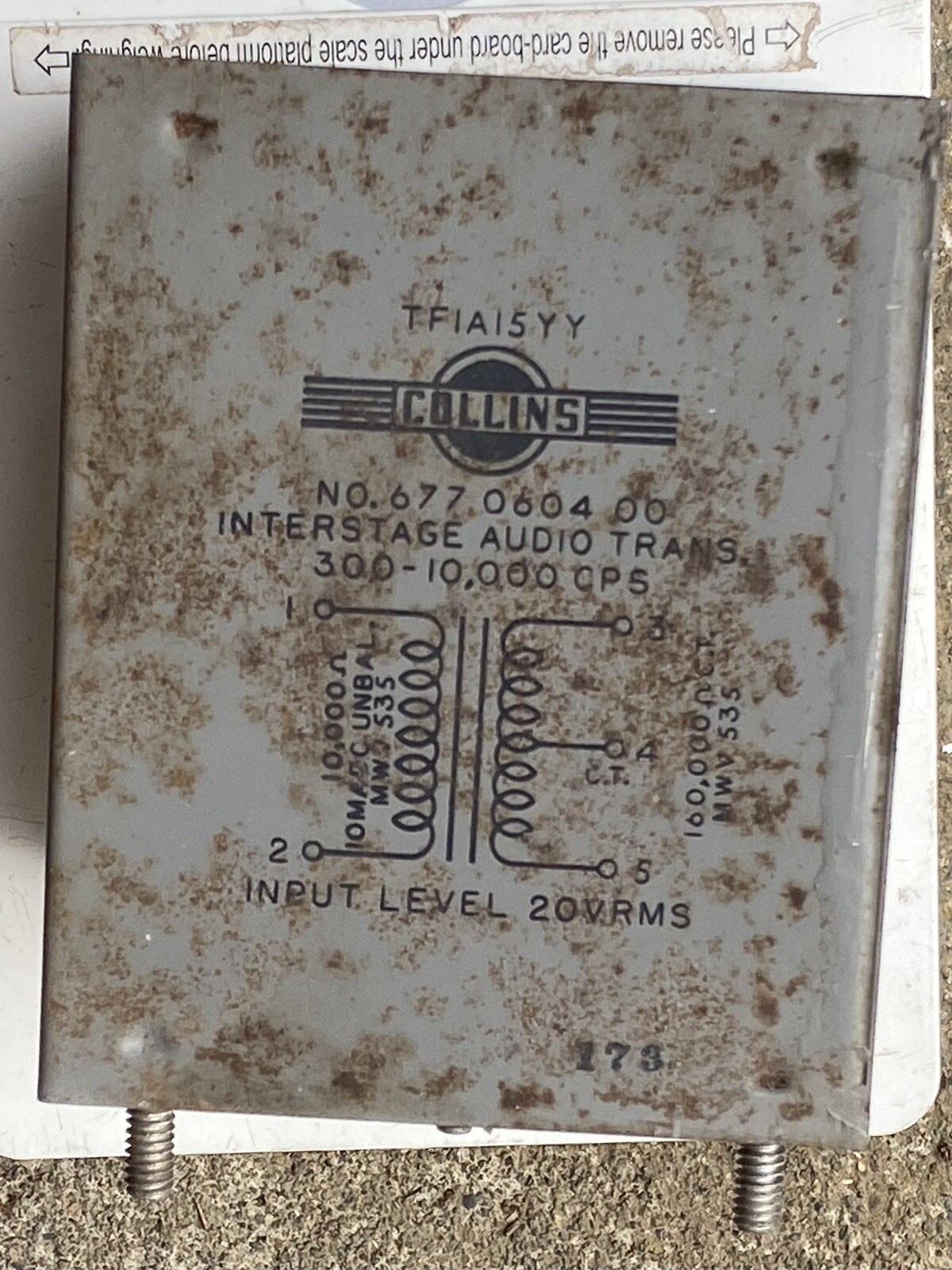 vintage Collins Radio Interstage Audio Transformer 677-0604-00 TF1A15YY