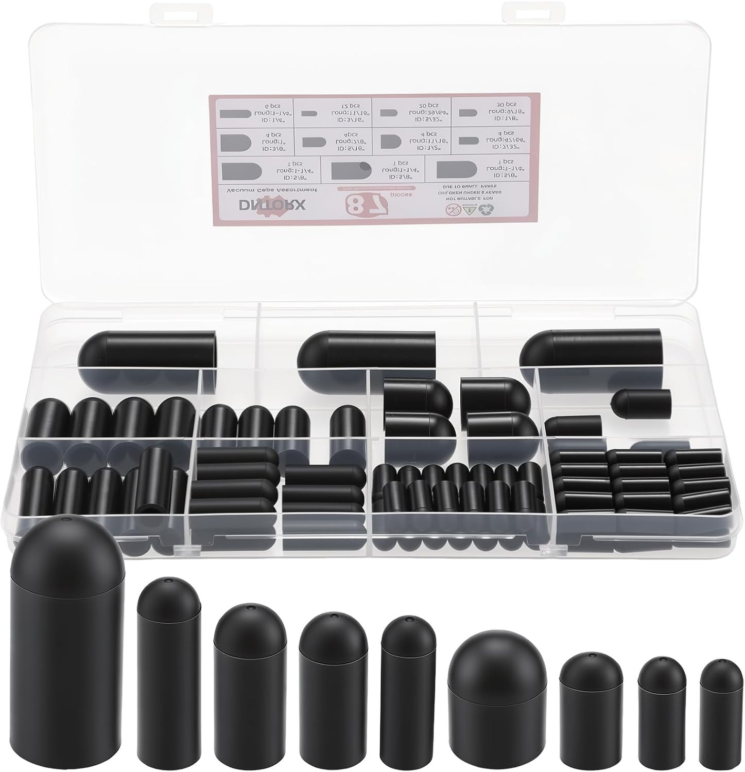 Vacuum Caps Assortment, 87 Pieces 11 Sizes Vacuum Plugs Hose End Caps Assortm…
