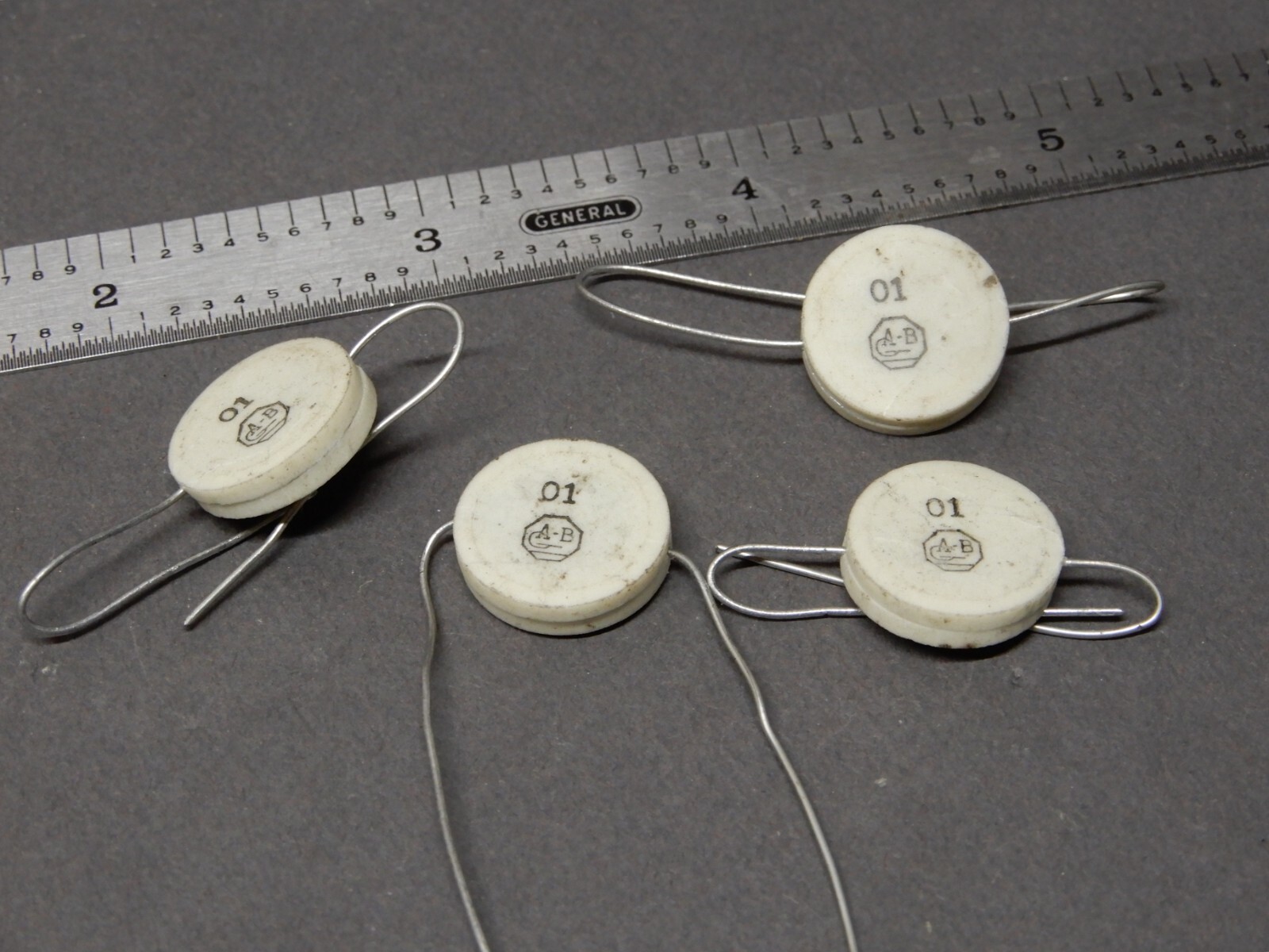 Allen Bradley? Ceramic Disc Capacitor? .01 UF? Unknown Voltage Qty 4 NOS