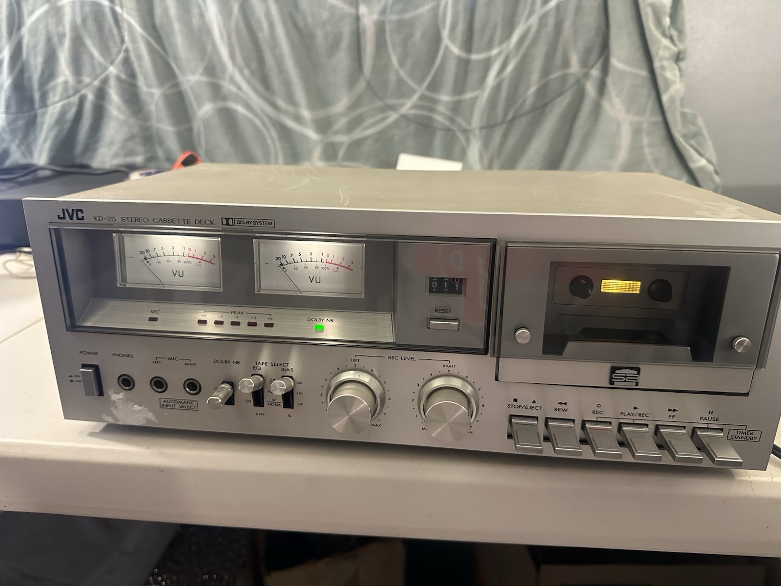 Vintage JVC Stereo Cassette Deck Model KD-25 Silver Japan WORKS