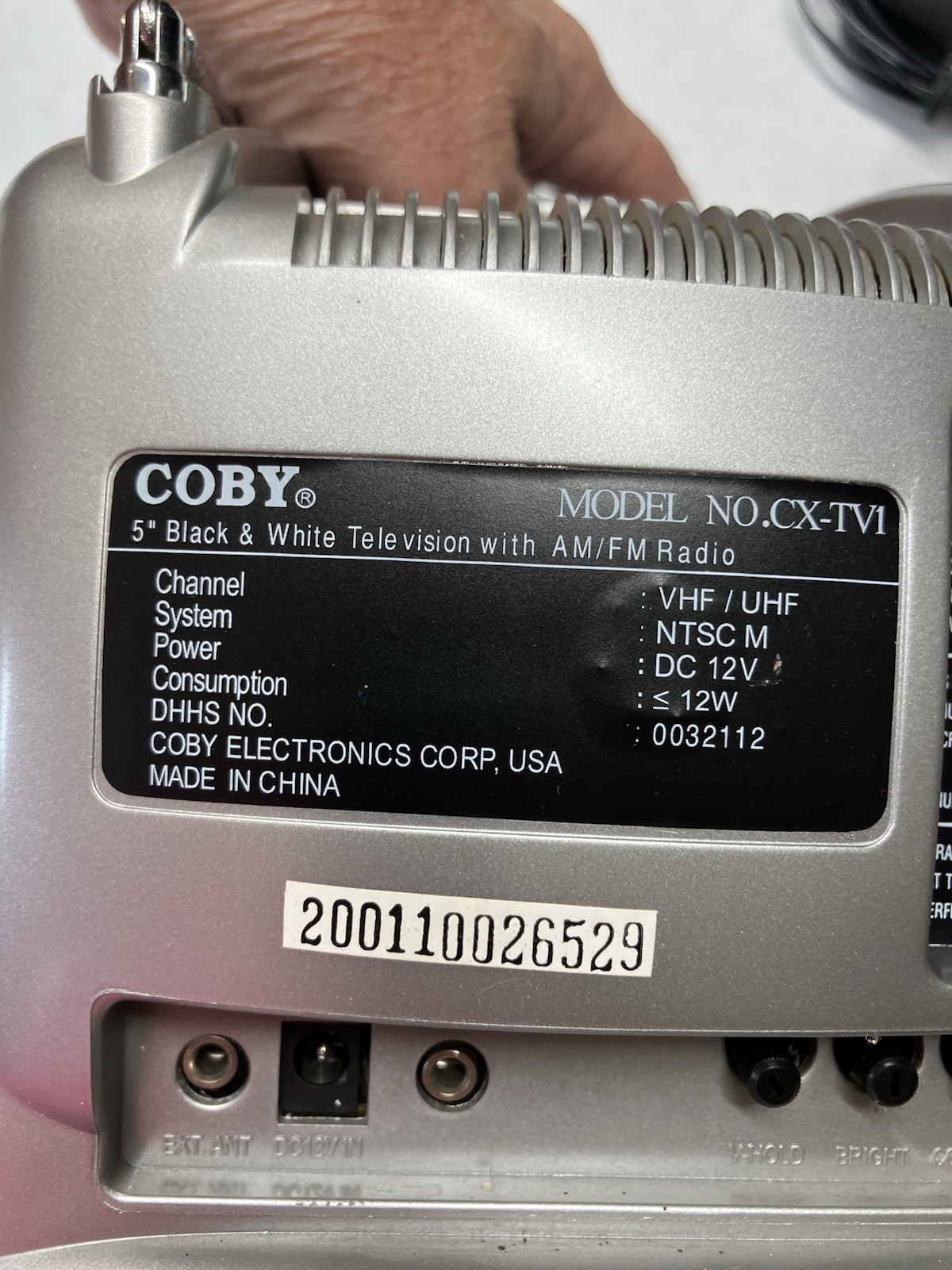 Coby CX-TV1 5” Portable B&W CRT TV AM FM Radio Tested *Read*