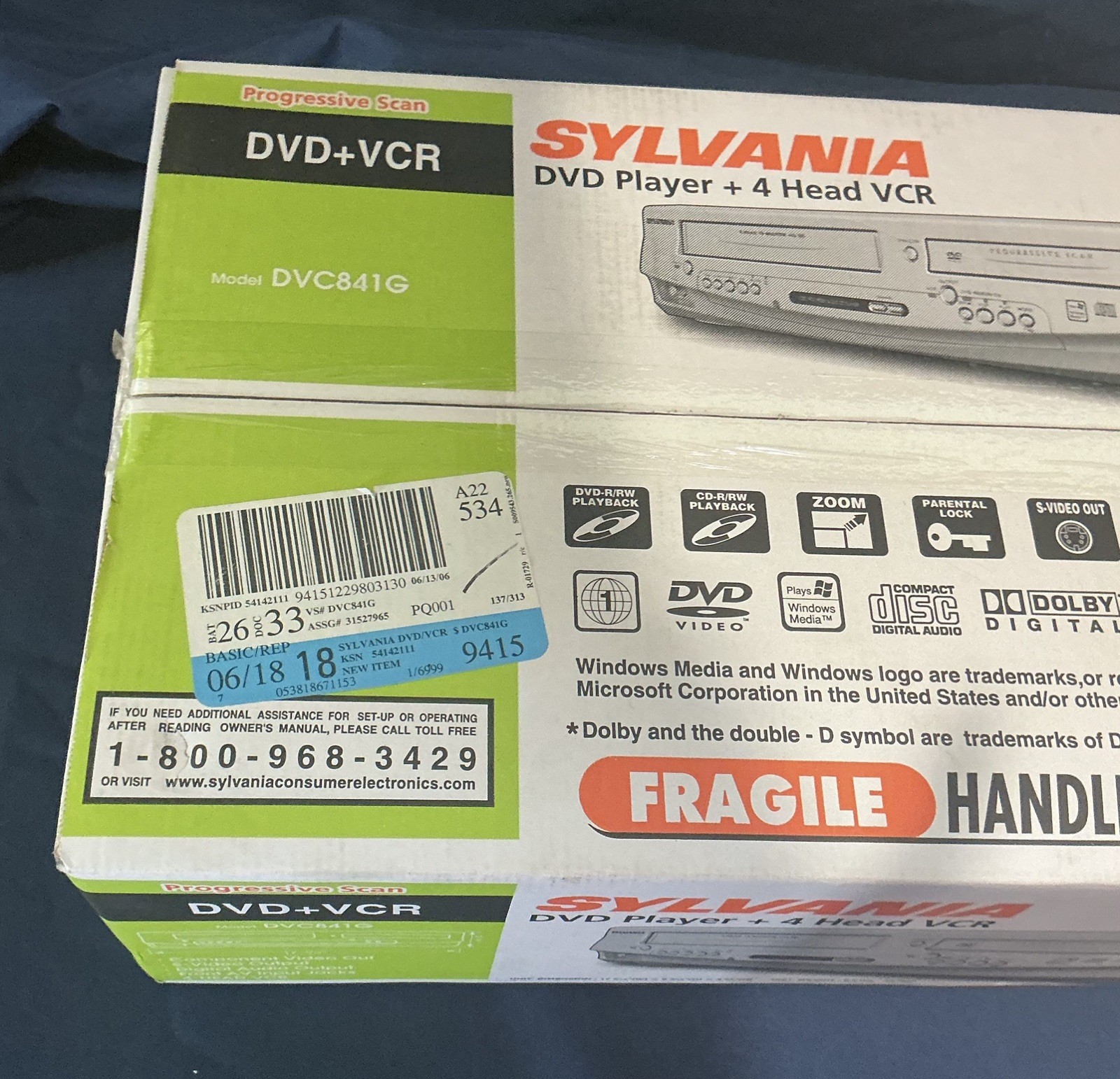 SYLVANIA, DVD + VCR Combo Player 4-Head / Model DVC841G / Sealed