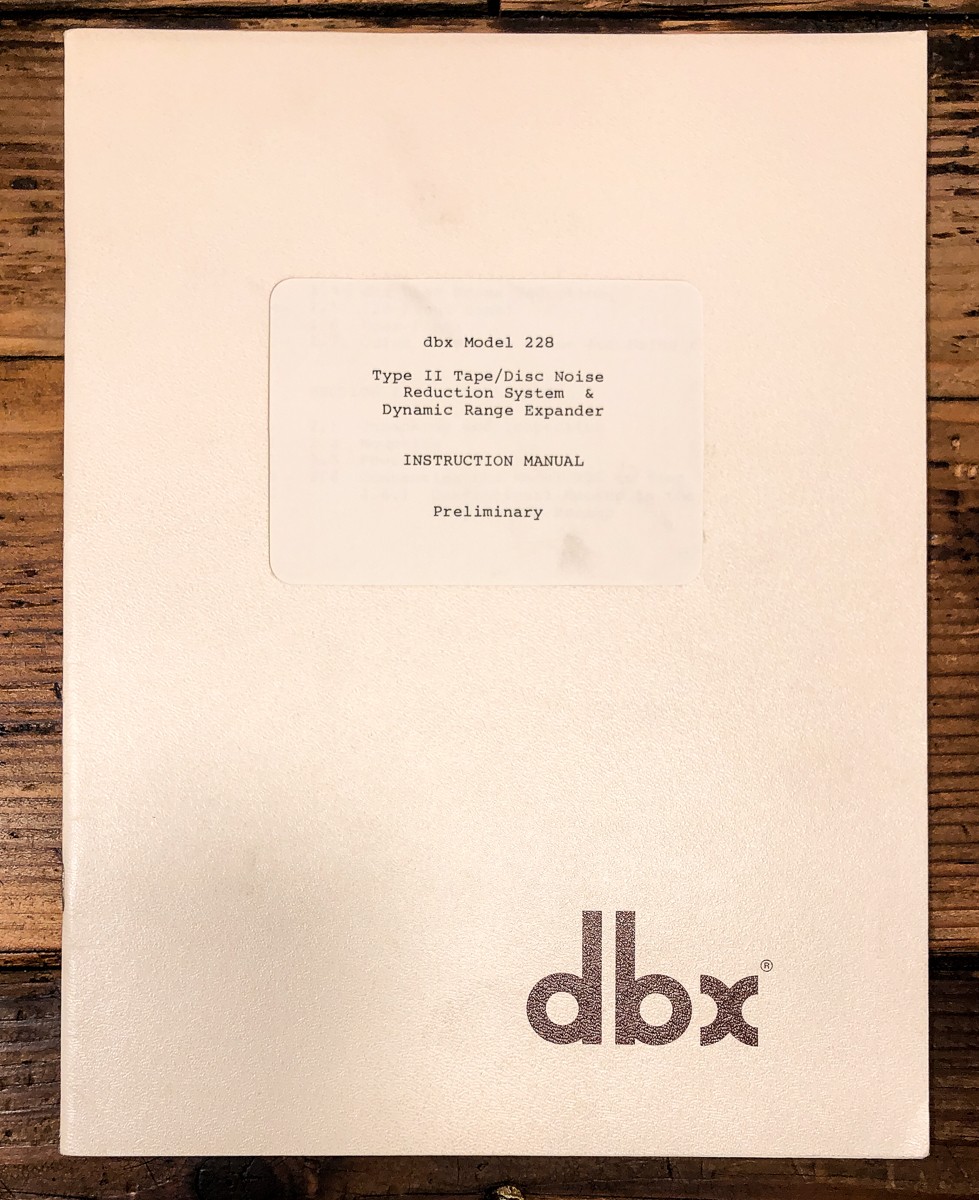 DBX Model 228 Noise Reduction System Owners / User Manual *Original* #2