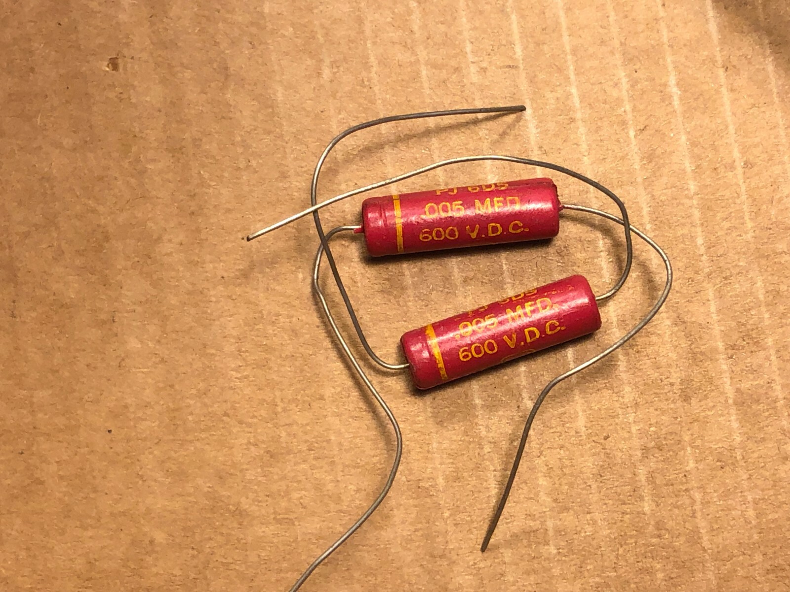 2 NOS Cornell Dubilier Tiny Chief .005 uf 600v Guitar Tone Capacitors TESTED (qt