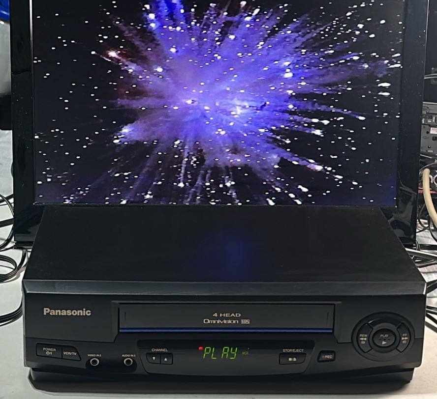 Panasonic Omnivision Blue Line Model #PV-V4021 4-Head VHS VCR W/ Remote Bundle
