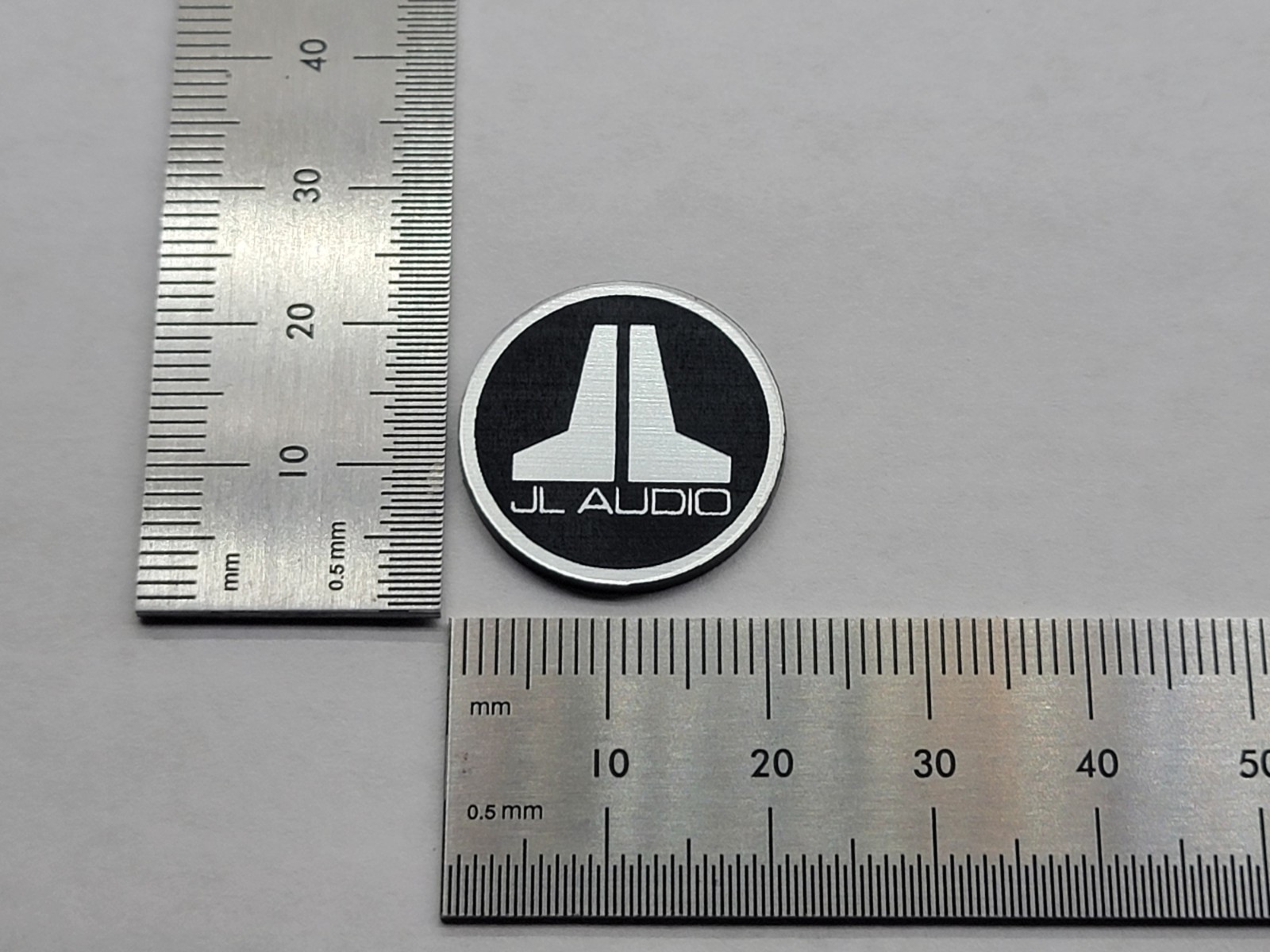 JL Audio Electroform 0.85″ Badge Logo Emblem – Brushed Silver
