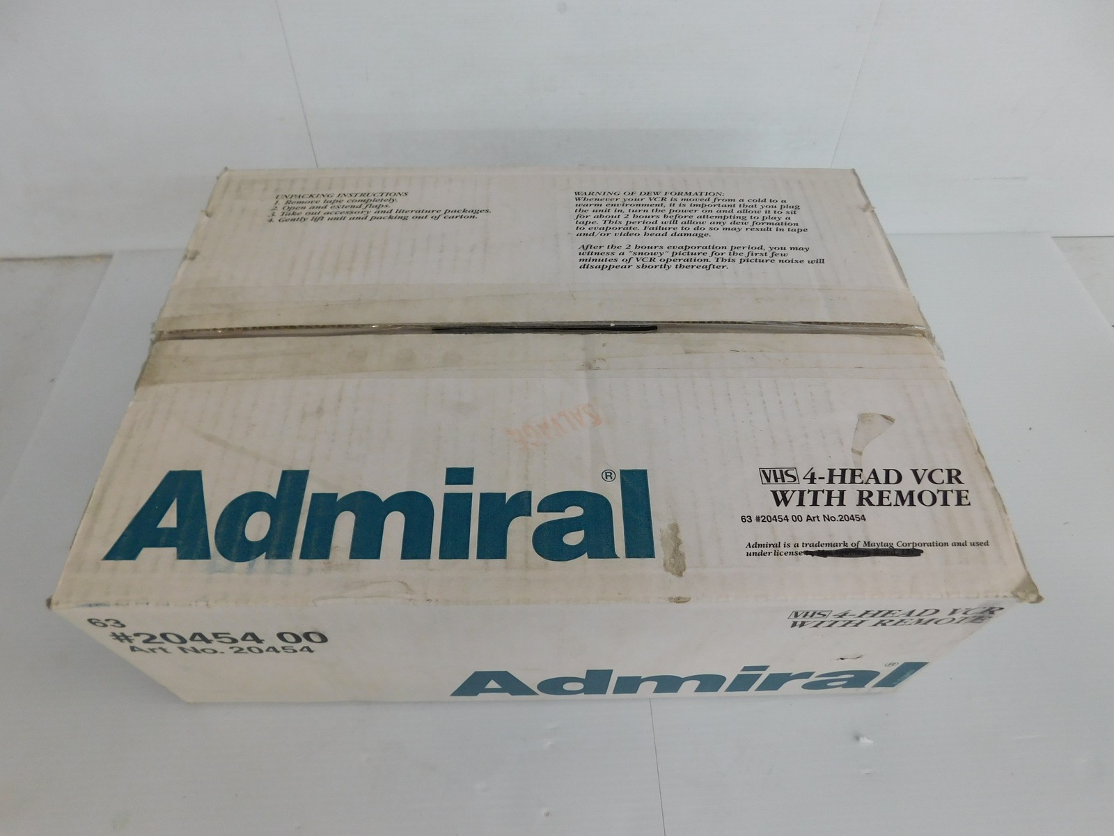 ADMIRAL VHS 4 HEAD VCR #2045400 Model JSJ20454 (JJS15)