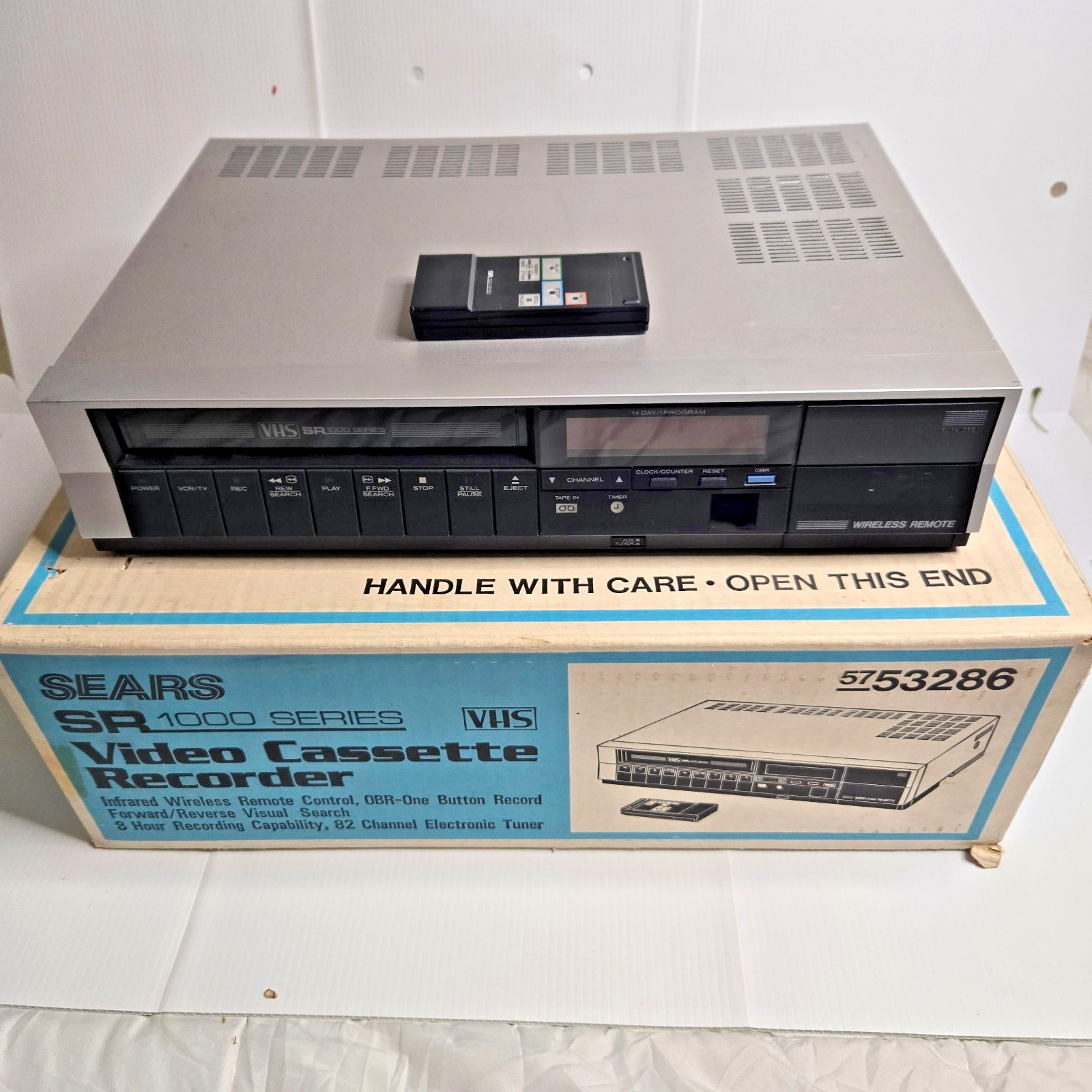 Vintage Sears SR1000 VHS VCR 934.53286550 w/ Remote Box AS-IS Parts Repair