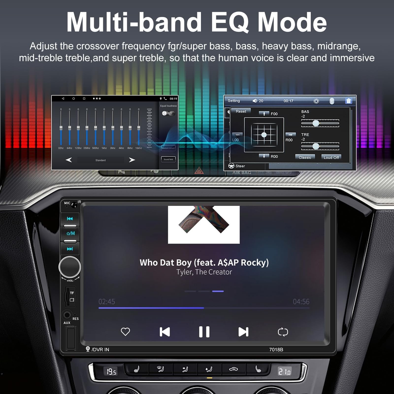 Nhopeew Double Din Car Stereo Bluetooth And Backup Camera 7 Inch Touch Screen