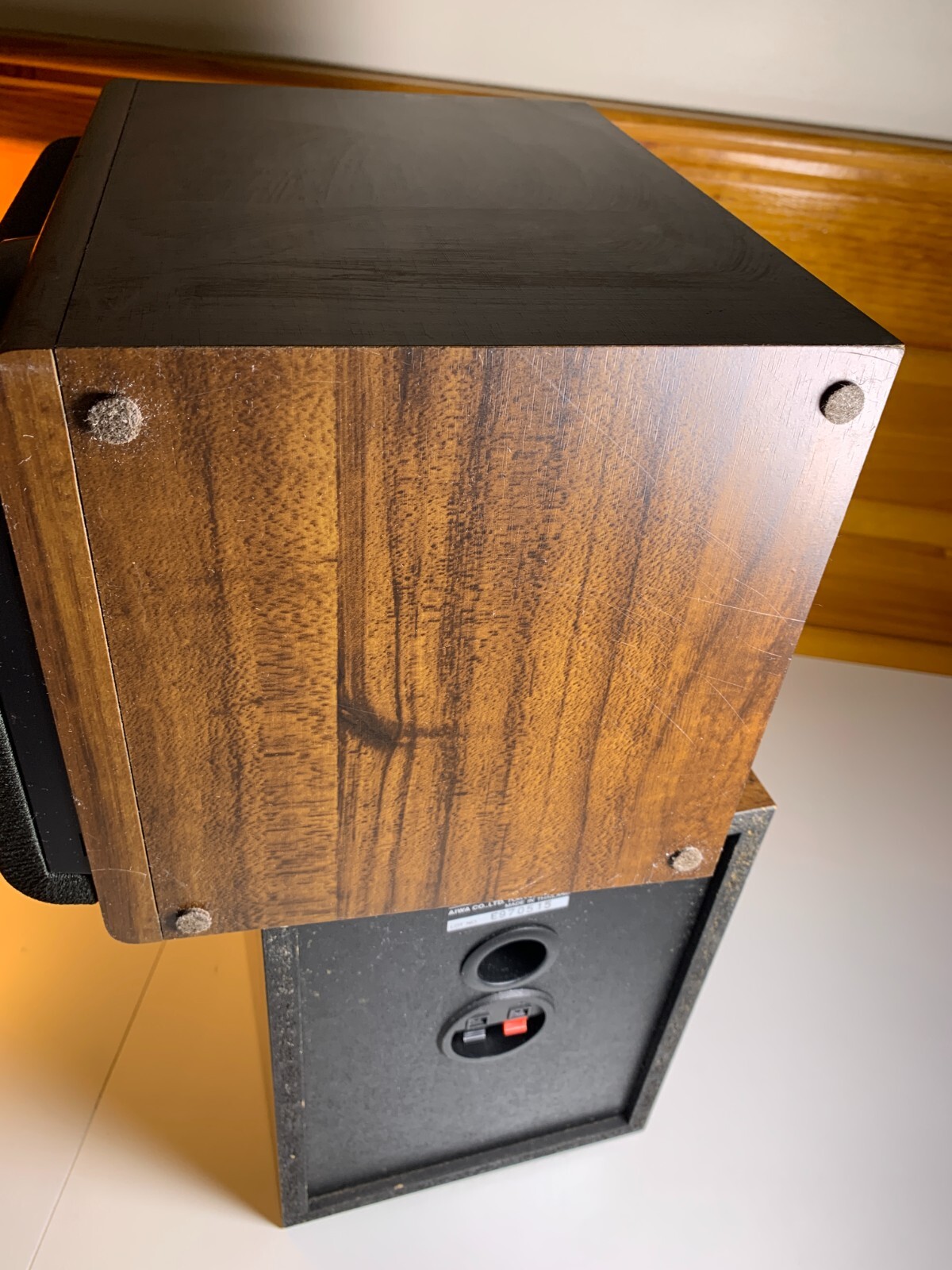 Vintage 1990s 90s AIWA Bookshelf Speakers SX-LM10 40 Watts 6 Ohms 2-Way Brown