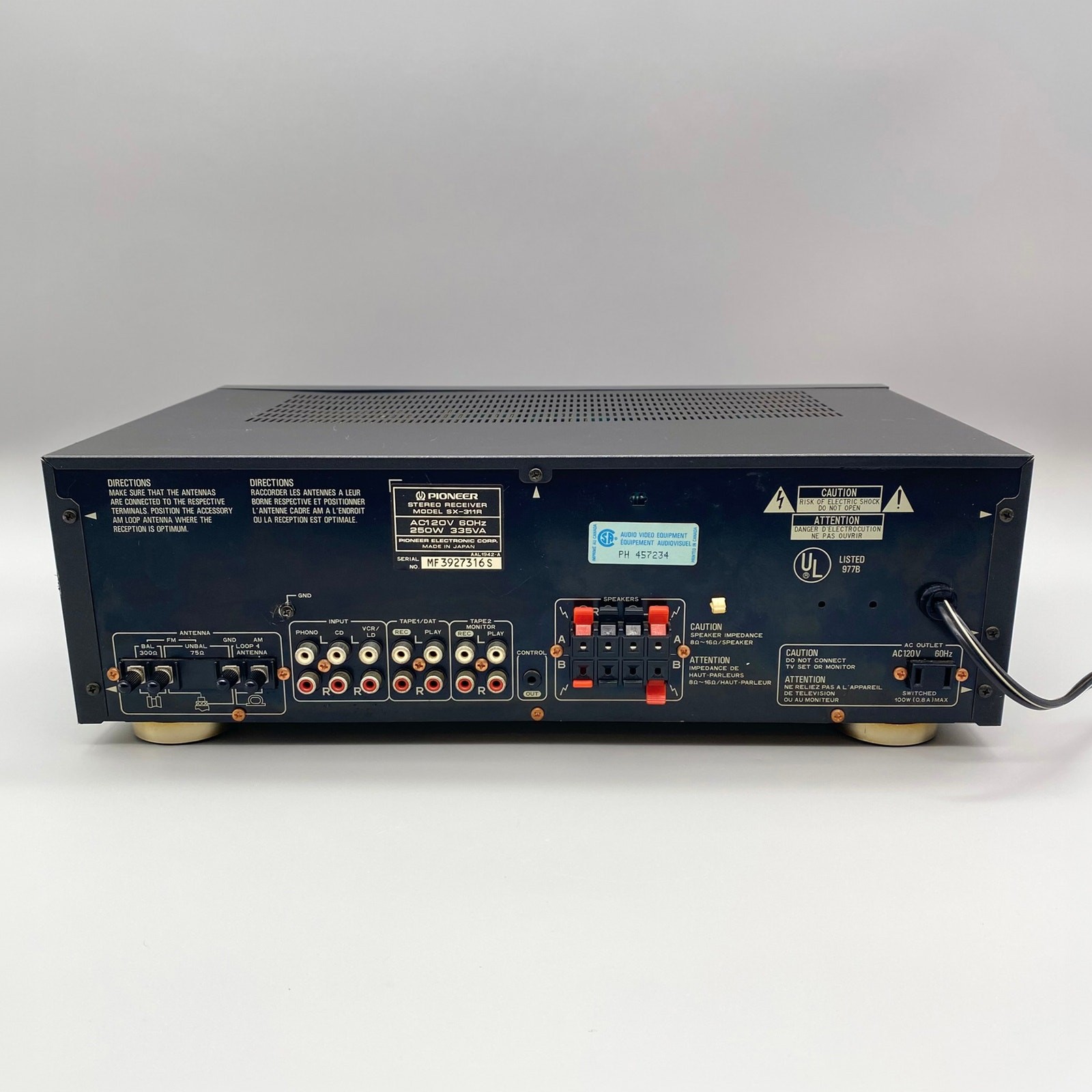 Vintage 1990s Pioneer SX-311R Stereo Receiver Japan 5-Band EQ Phono w OEM Remote