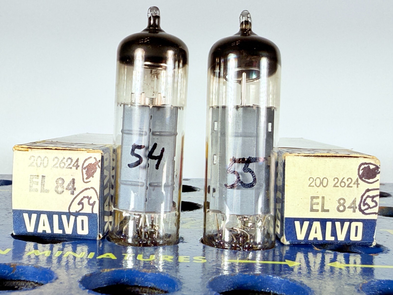 Matched Pair Valvo EL84 6BQ5 Code rX3 D9L & rX3 D1H Germany Tested Good Tube