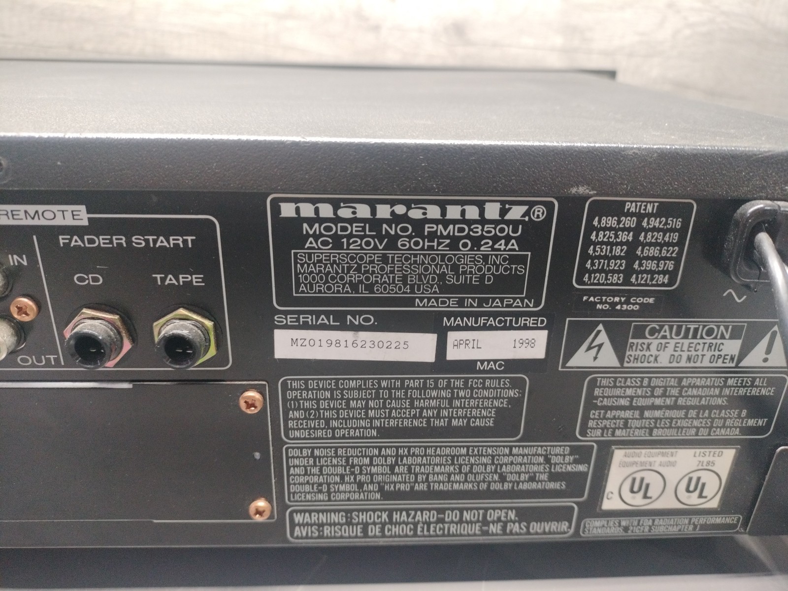 Marantz PMD350 Professional Combination CD Player & Cassette Deck