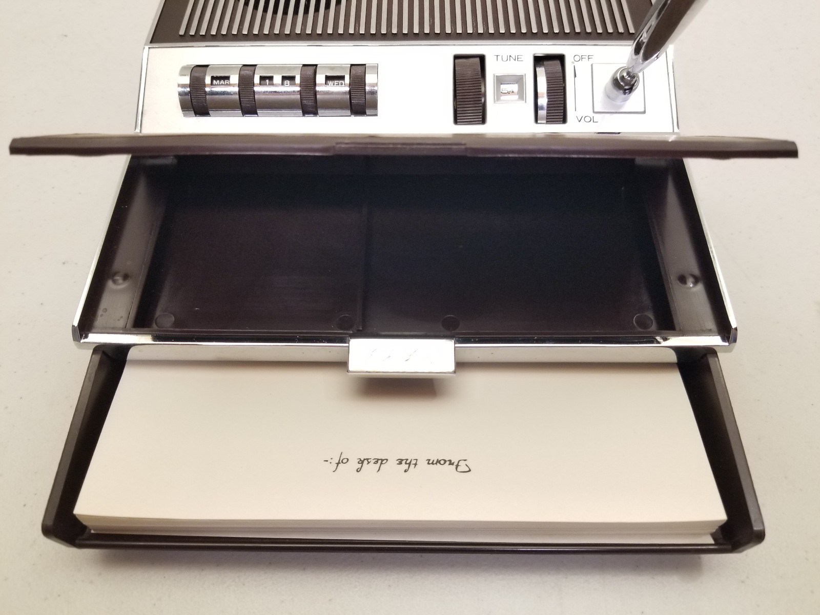 Vtg. President by Peerless Eight Transistor Desk Set AM Radio Calendar Memo NOS!