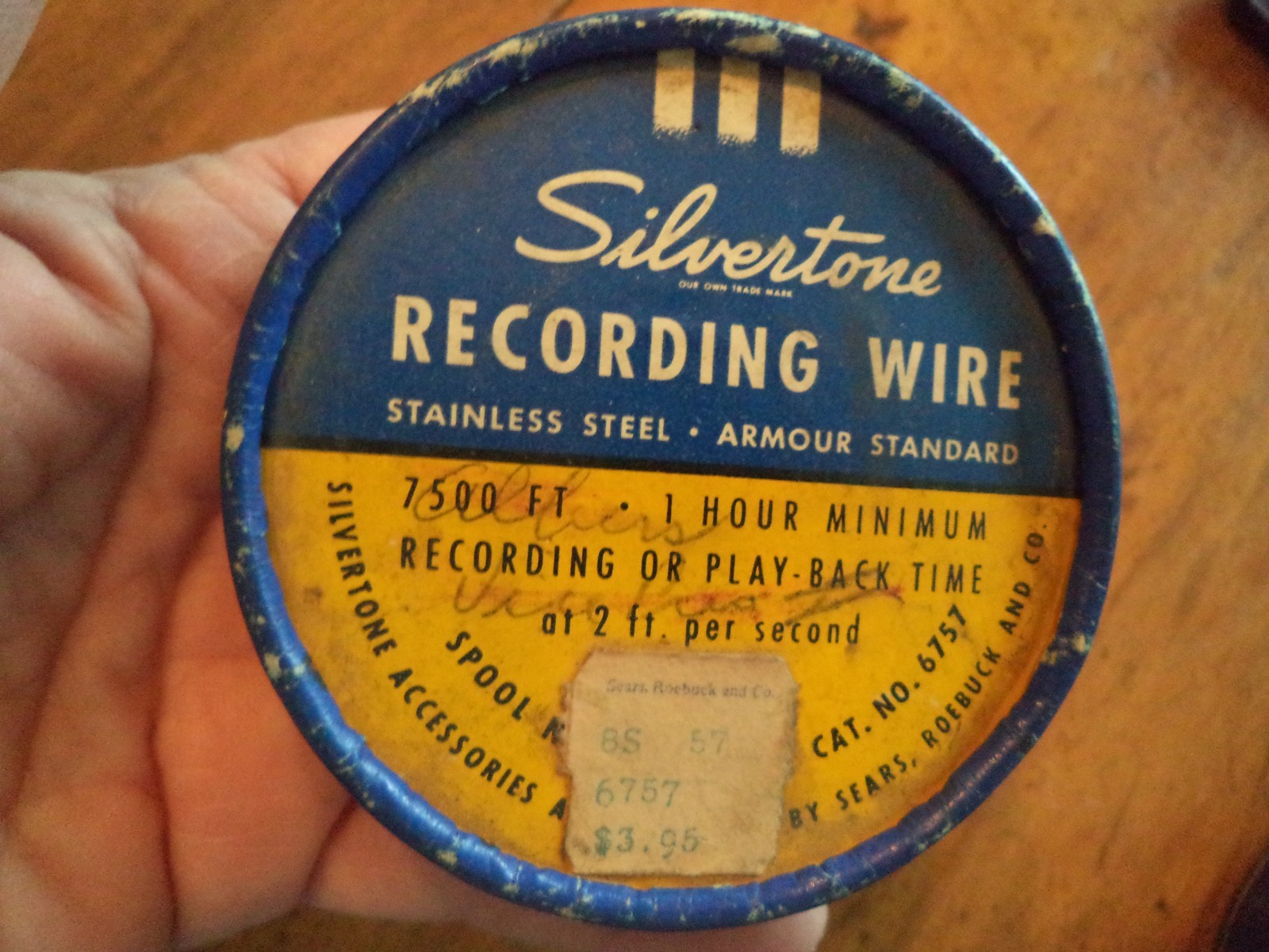 2 Vintage SILVERTONE Recording Wire Spool & cases Sears Roebuck Original No 6757