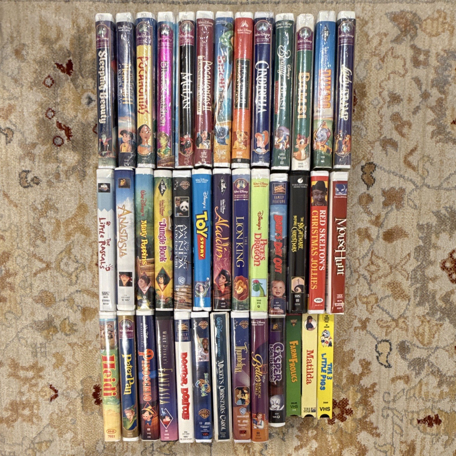 Philips DVP3345VB/F7 DVD VHS Combo Player + 39 Disney VHS Tapes Lot Tested 4-Hea