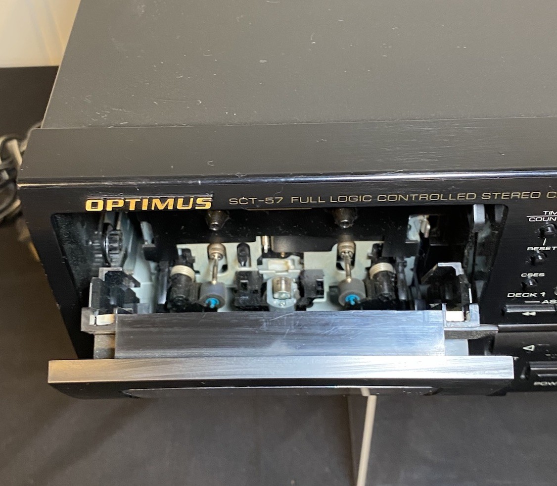 Optimus SCT-57 Dual Cassette Deck Radio Shack Dolby HX Pro Tested Working 1995