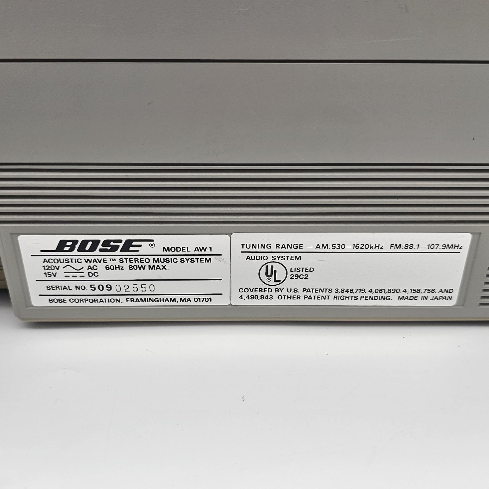 Bose AW-1 Acoustic Wave Stereo Music System AM/FM Cassette Tested Works READ