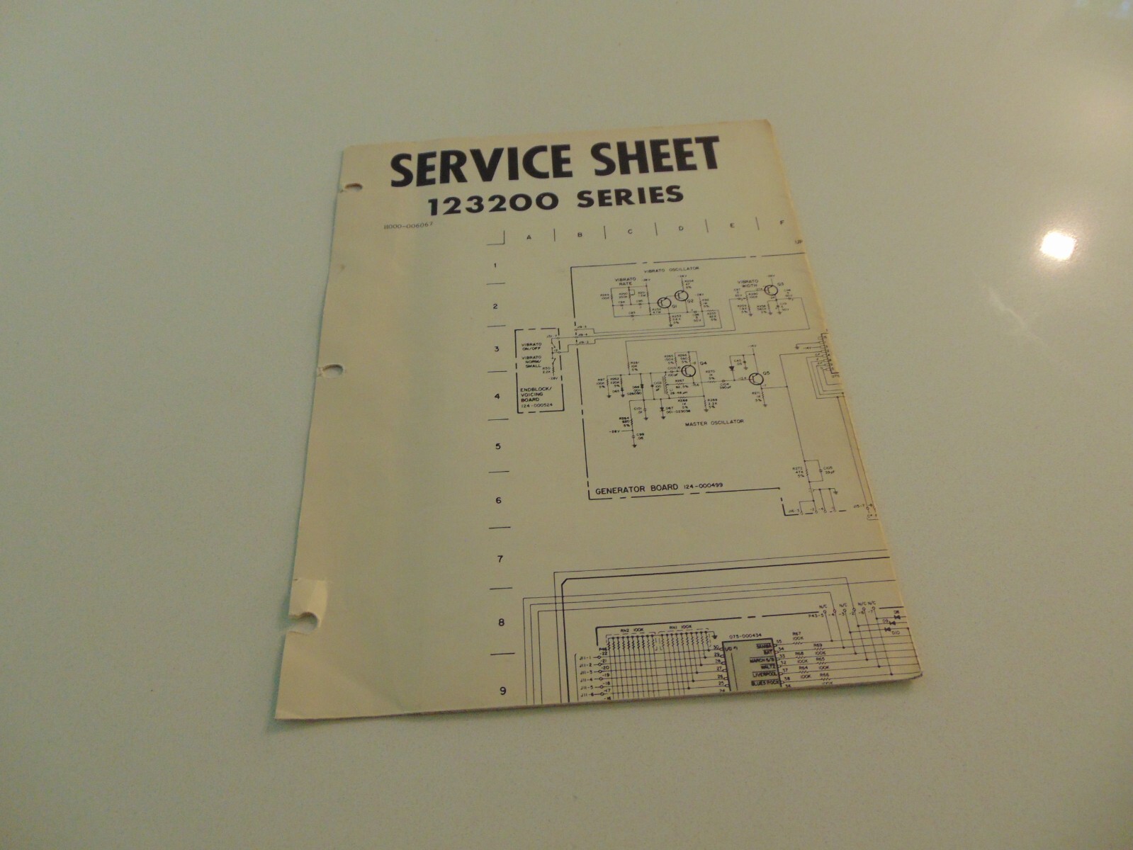 Hammond Organ 123200 Series Service Manual Sheet Schematics Factory OEM