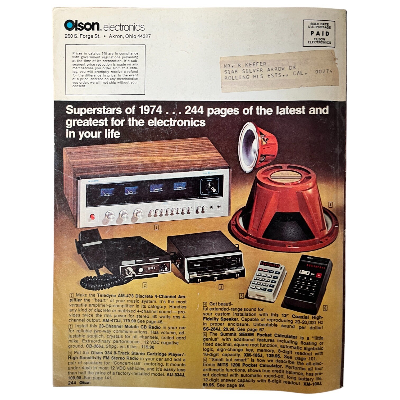Vintage Olson 1974 Electronics Catalog Number 740 For Electronics in Your Life