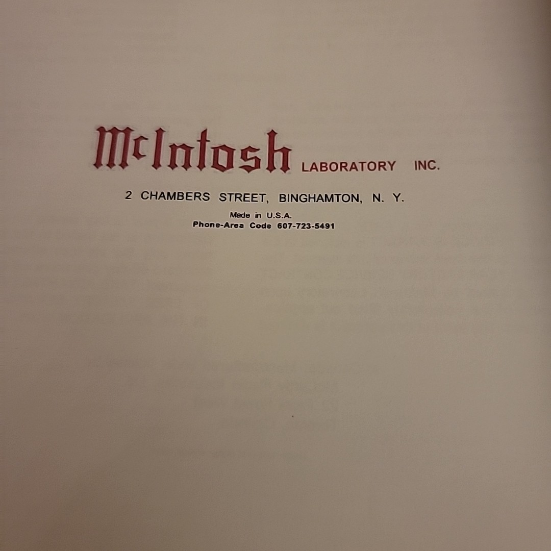 McIntosh MC225 Amplifier Schematic & Parts List Manual *Original* *VG*