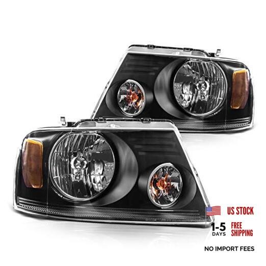 Headlight Assembly Black Housing Replacement Black-Amber/2004-2008 F150