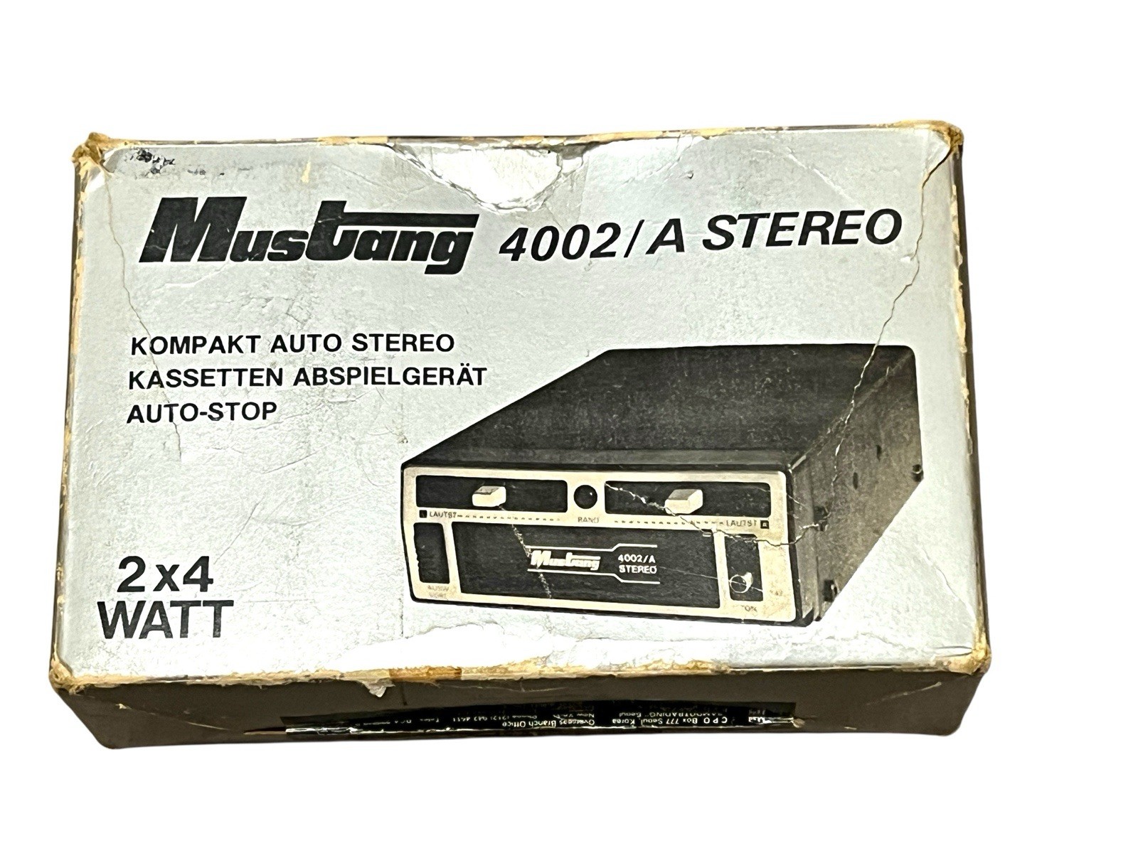 Vintage Mustang 4002/A Under Dash Car Stereo Cassette Player NOS Complete Box