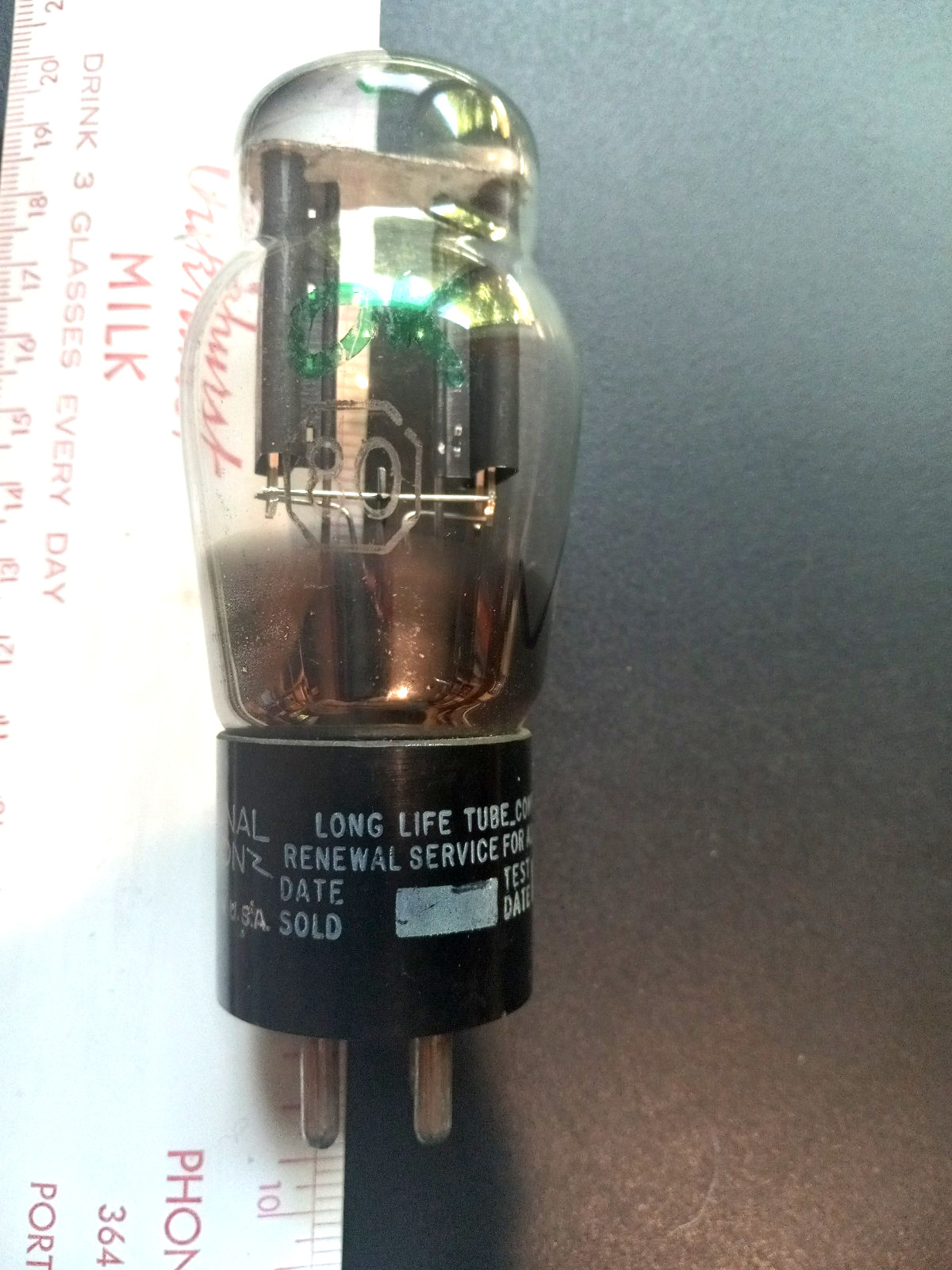 QTY 1 Vintage National Union Type 80 Rect. Tube, ST Shape, Tested