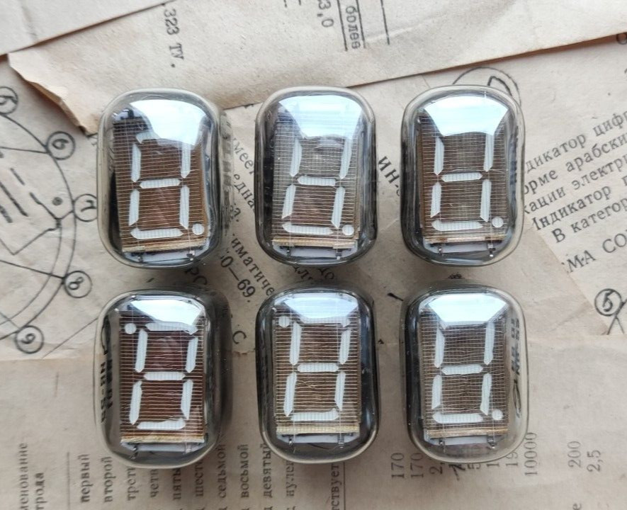 IV-22 x 6 VFD Nixie Tube matched set (Same date and background) NOS (USA Seller)