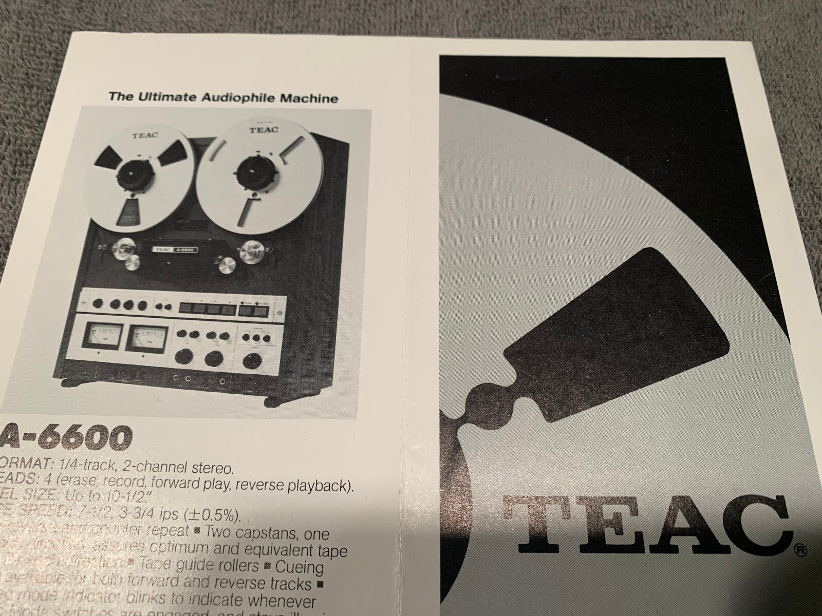 TEAC A-3440 3300SX Etc. Vintage Reel to Reel player Brochure