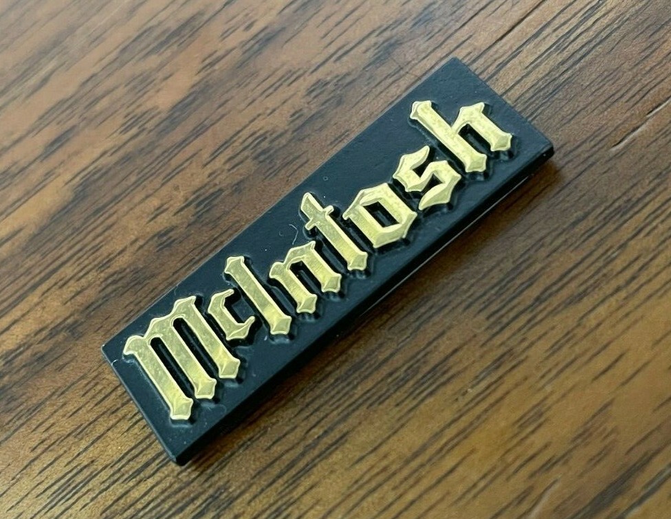McINTOSH 35MM 24K-GOLD/BLACK PLATED LOGO EMBLEM LABEL BADGE – Reproduction _ DIY