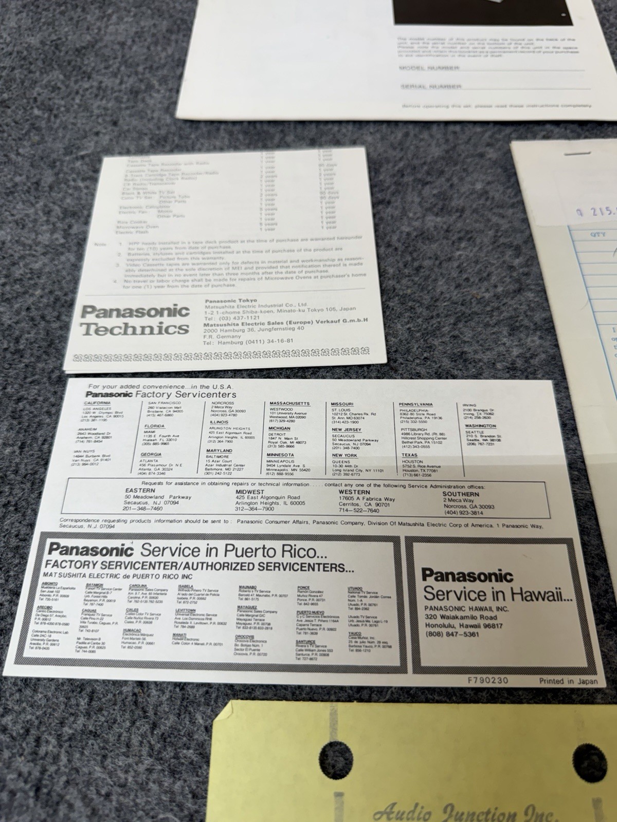 ⭐️Original Technics SL-1600mk2 / SL-1610mk2 User Instruction Manual & Receipt ⭐️