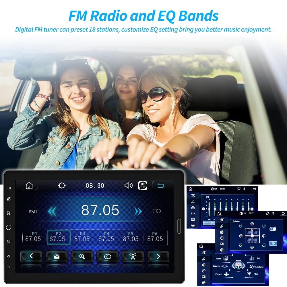 Hikity 10.1 Inch Single Din Car Stereo Carplay Android Auto Detachable Touch
