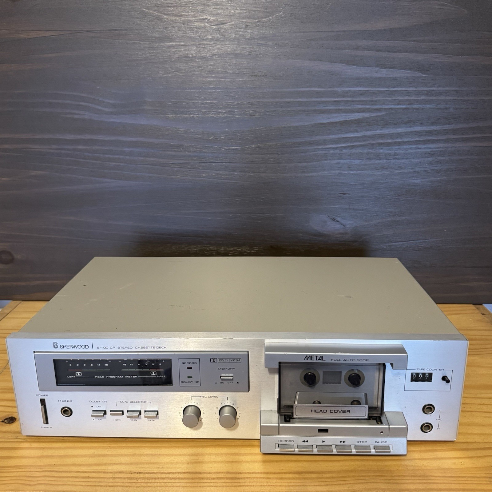 Vintage Sherwood S-100 CP Stereo Cassette Deck – Power Tested Only Silver Face