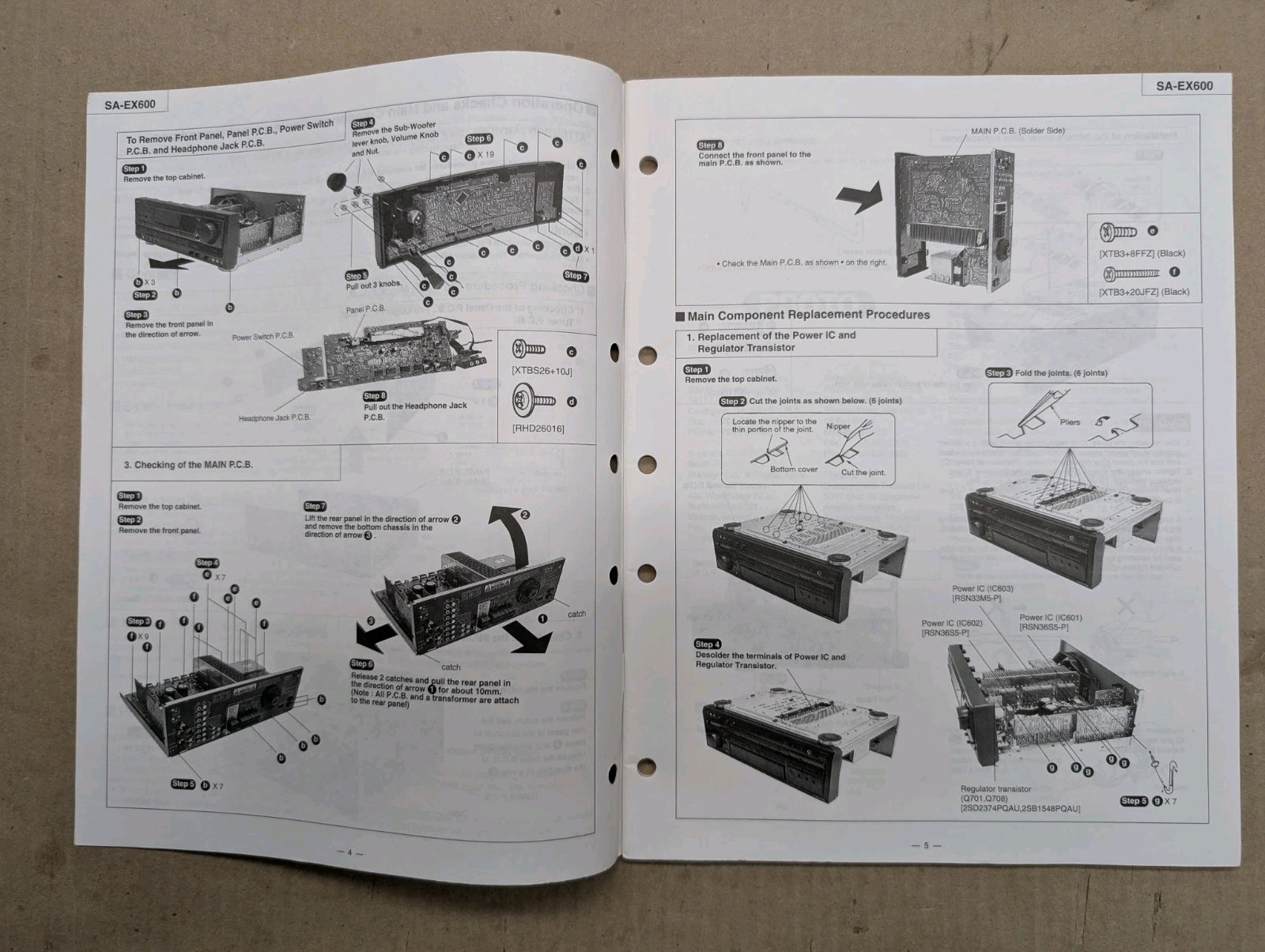 Technics Sa-ex600 AV Control Stereo Receiver Service Manual D-4719