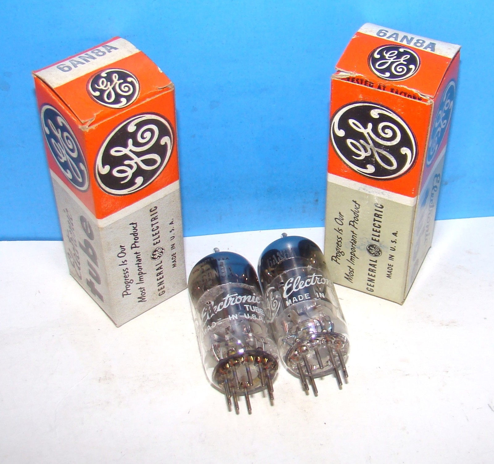 6AN8A NOS GE radio audio amplifier electron vacuum tubes 2 valves tested 6AN8