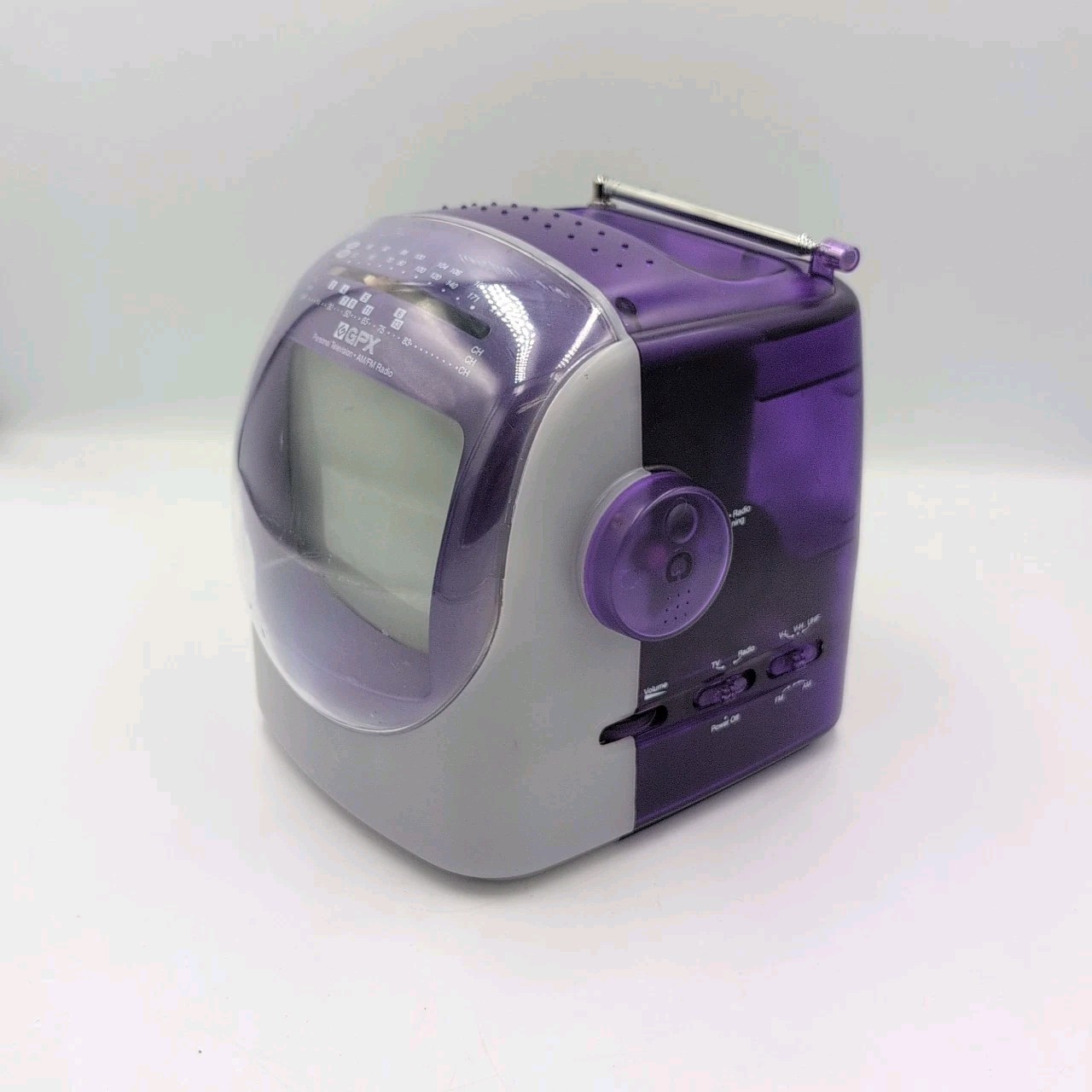 Black & White 5 1/2″ GPX TVP2 Portable TV w/ AM FM Radio Purple – No Power Cord