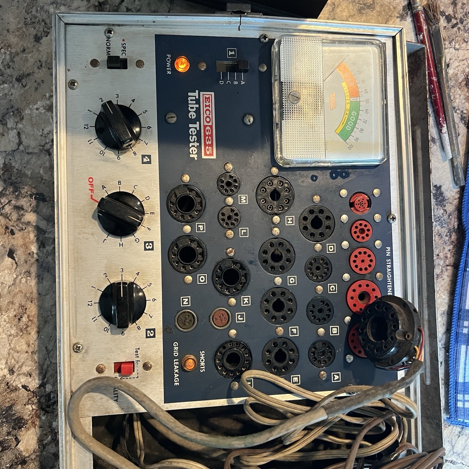 EICO 635 Tube Tester Powers On + Huge Lot 3 Boxes Vintage Vacuum Tubes