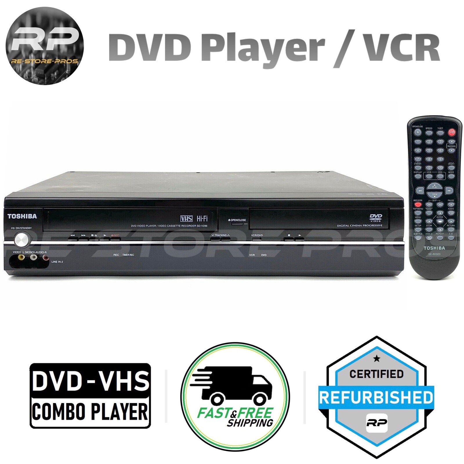 Toshiba SD-V296 DVD VCR Combo Player VHS Hi-Fi Stereo Progressive Scan