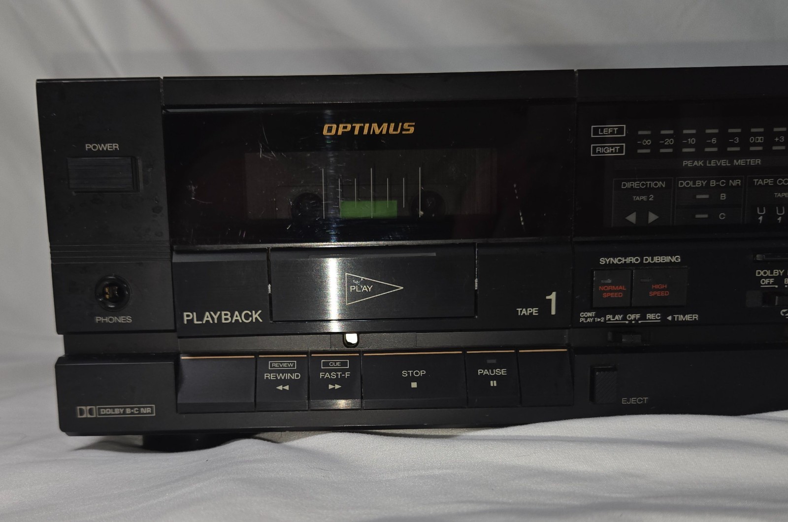 Optimus SCT -84 High Speed Dubbing AM/FM Cassette Deck Needs Rubber Bands Works